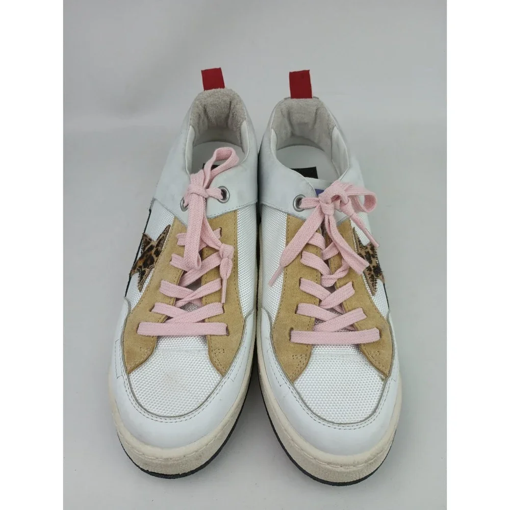 Golden Goose Yeah Low Top Sneakers Women's White Cheetah Star Shoes Size 41 - Picture 3 of 8